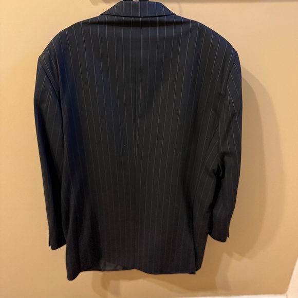 Emmanuel Ungaro 100% Wool Mens Suit Black Pinstripe 46L/38W Business Formal - Picture 3 of 16